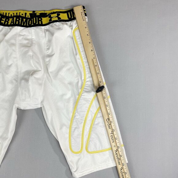 Under Armour Heat Gear Boxer Brief Compression Shorts Cup Boys XL White Yellow - Picture 9 of 13